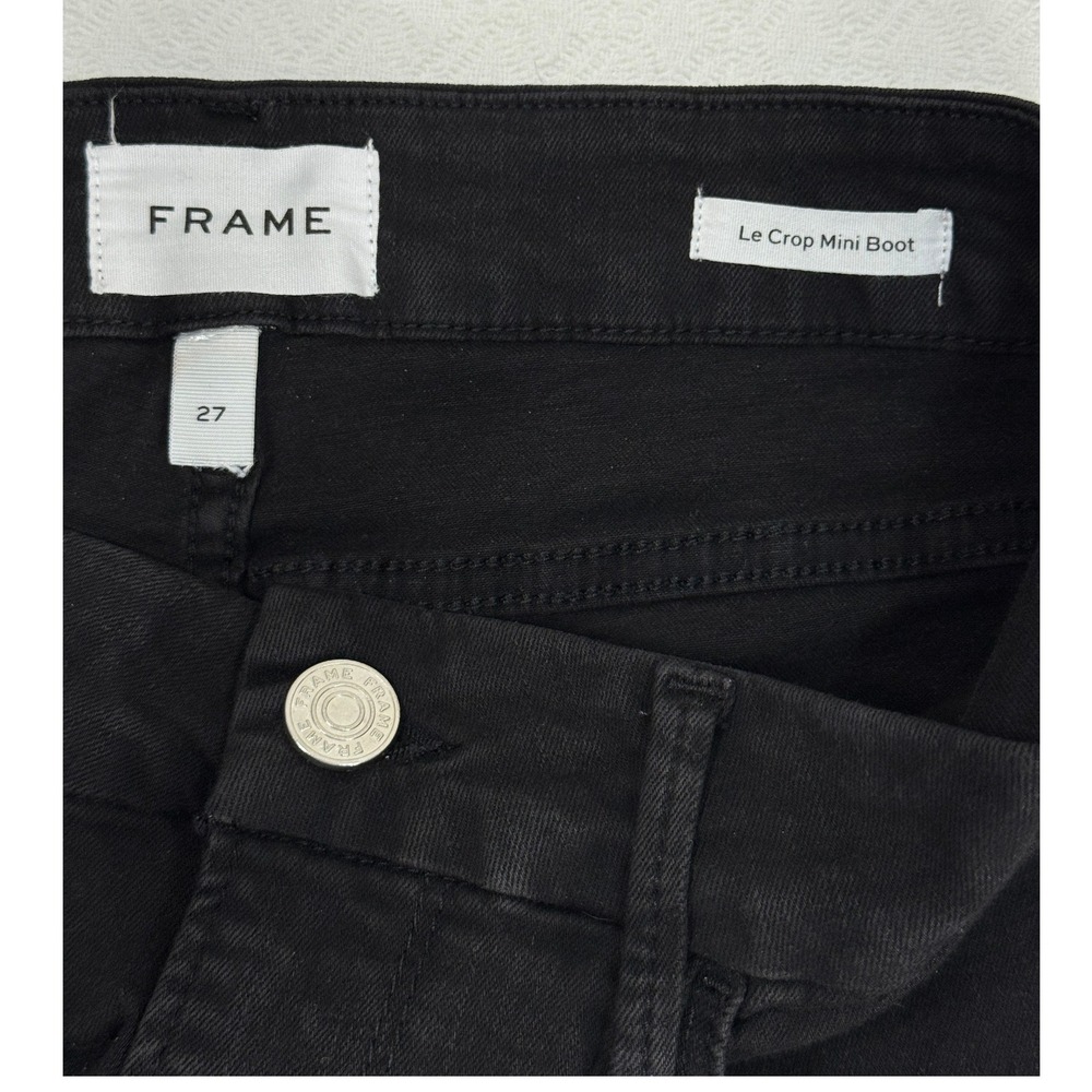 Frame Jeans Womens 27 Le Crop Mini Boot Black Stretch Denim EUC Cowgirl - Picture 2 of 8